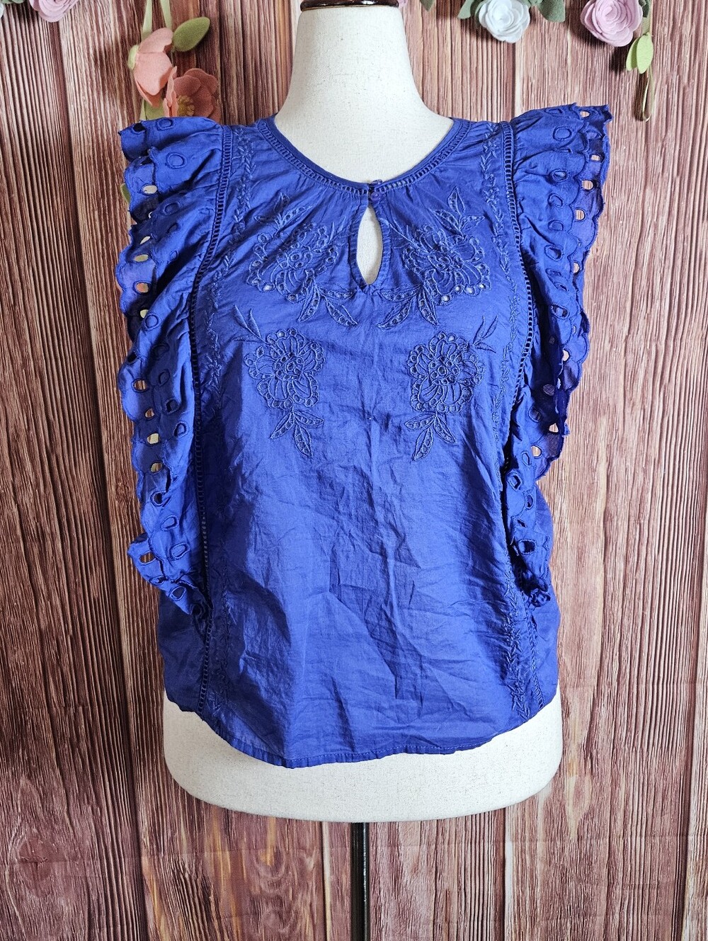 Calypso St. Barth Embroidered Eyelet Cotton Top Size L